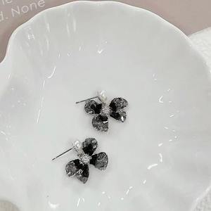 Nuevos Pendientes de Cristal Negro con Diseño de Iris Nocturno, Perlas Naturales de Agua Dulce de 8-9 mm, Plata Pura, Degradado Negro Gris, Pendientes de Moda - Product Image 2