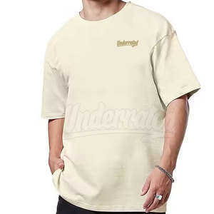 T-shirts décontractés en coton pour hommes, coupe oversize, épaules tombantes, silhouette ample, manches courtes, mode streetwear quotidienne, vêtements personnalisés en gros - Product Image 4