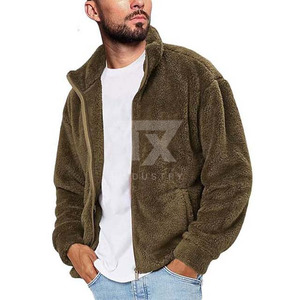 New Wholesale High Quality <b>Men's</b> <b>Sherpa</b> <b>Fleece</b> Jacket Custom Design Your Own Front Street Wear Full Zipper Canvas Coated - Product Image 1