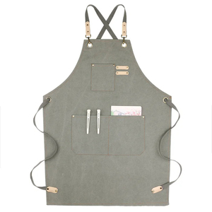 Tablier de travail unisexe gris en cuir véritable, multi-poches, confortable, conception à bretelles croisées, détection des aiguilles, fusion sans couture pour - Product Image 6