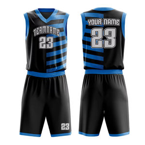 Ensemble de maillots de basket-ball personnalisés pour hommes, noir et orange rayé, col en V, impression par sublimation, vêtements de sport à séchage rapide, uniforme avec numéro 23 - Product Image 4