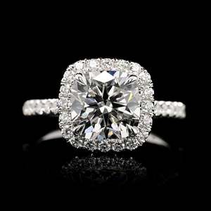 Anillos de Compromiso de Diamantes Cultivados en Laboratorio con Halo de Platino 950 de Lujo, Diseño Personalizado OEM ODM, Etiqueta Privada, 2.00 CT, Color E, Certificado IGI - Product Image 1