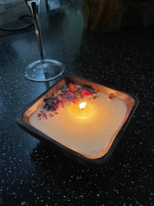 Cuenco Cuadrado de Madera Tallado a Mano, Plato Rústico para Servir Dulces y Chocolate, Cuenco Decorativo - Product Image 5