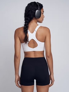 Women Scoop <b>Neck</b> Sports Bra Adjustable Strap Cutout Racerback Removable <b>Padded</b> Activewear Bralette High Impact Workout Crop Top - Product Image 2