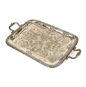 Bandeja DE SERVICIO DE METAL redonda moderna con bordes elevados para necesidades de servicio versátiles disponibles a un precio asequible de la India - Product Image 5