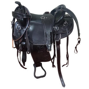 Selle de cheval d'endurance noire de course de baril occidental la plus vendue de qualité supérieure en cuir véritable avec jeu de punaises - Product Image 3