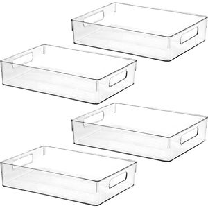 Set di 4 Grandi Contenitori in Plastica Trasparente per Organizzare Frigorifero, Dispensa e Spazi di Stoccaggio - Product Image 1