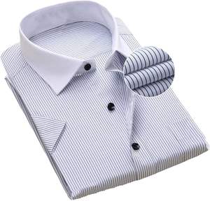Chemise à rayures pour homme avec logo personnalisé, vente en gros, col boutonné, chemise décontractée, grande taille, chemises pour homme à manches courtes - Product Image 3