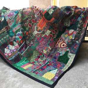 Tapisserie murale en coton brodée à la main avec motif animalier traditionnel d'éléphant, décoration de porte, magnifique, par les artisans indiens - Product Image 1