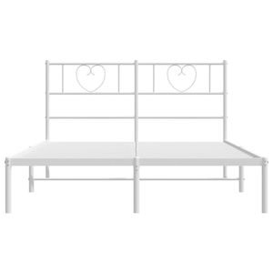 Cadre de lit en métal blanc 53,1 x 74,8 pouces avec tête de lit sans matelas - Product Image 4