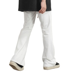 Pantalon de survêtement en toile de coton décontracté pour hommes de grande taille pantalon de survêtement empilé pantalon éponge d'extérieur pantalon de survêtement confortable évasé à jambes larges - Product Image 2