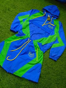 2026 Men Casual Autumn Breathable Two Piece Custom Print Zip up Polyester <b>Joggers</b> Shorts Set Windbreaker Jacket <b>Nylon</b> Suits - Product Image 3
