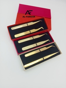 แหนบต่อขนตาเคลือบทอง 24K สีทอง  ขนาด 45 65 90 องศา ปลายเรียวบาง พร้อมกล่องแม่เหล็ก - Product Image 3