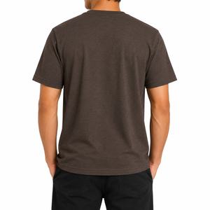 T-shirt en coton et fibre de bambou pour homme, respirant, jersey tricoté, col rond, manches courtes, uni, décontracté - Product Image 5