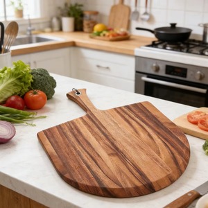 Tabla de cortar extra grande de madera de acacia, estilo natural, tabla de cortar de grano final, bloque de madera para cortar alimentos, hecha de acacia negra - Product Image 6