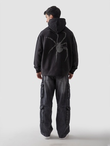 Spider Zipper Hoodie Y2K Oversized Full <b>Zip</b> Men 100% Cotton Knitted Eco-Friendly Winter Pullover - Product Image 3