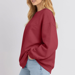 Sweat-shirt à capuche oversize pour femme Ville Sports, manches longues tombantes, couleur unie, en molleton polyester/coton 800g - Product Image 2