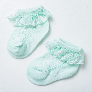 Calcetines de Algodón Peinado con Volantes en el Tobillo, Estilo Princesa, Dulces, Tejidos, Antibacterianos, en 5 Colores, para Niñas, Primavera Española - Product Image 4