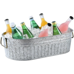 High Quality Farmhouse Oval Galvanized Steel Beverage Tub With Handles Durable Metal Ice Bucket For Beer Wine Party <b>Drink</b> <b>Cooler</b> - Product Image 6