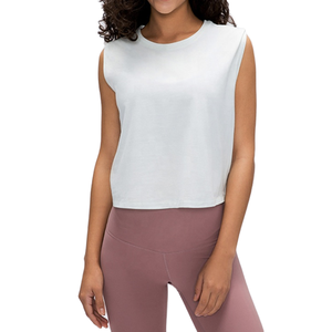 Women's Breathable Spandex Plus Size Quick Dry Slit Back Cool Sleeveless Vest Casual Regular Fit Yoga <b>Crop</b> Tank <b>Top</b> - Product Image 1