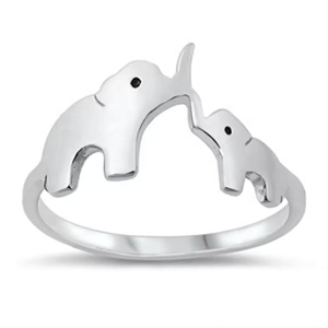 Populaire Animal Mode Éléphant Anneaux 925 En Argent Sterling Belle Animal Anneau Double Éléphant Plaine Bague En Argent Bijoux - Product Image 1