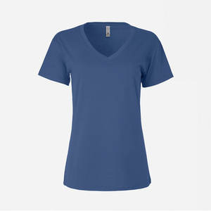 T-shirt pour femme en coton de haute qualité, col en V, manches courtes, couleurs personnalisées, logo, meilleure qualité, t-shirts pour femme à col en V - Product Image 6