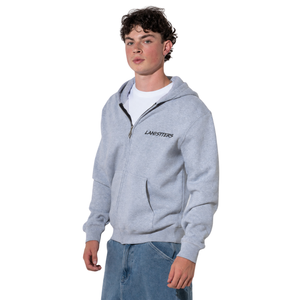 Sweat-shirt à capuche zippé pour homme, sans cordon de serrage, en molleton, avec deux poches avant, design poche poitrine et dos large, style streetwear, 100% coton - Product Image 1