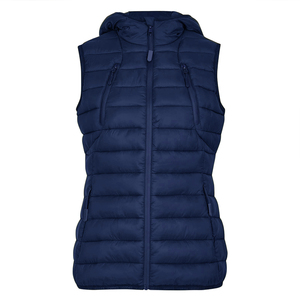 Gilet matelassé imperméable en toile noire à capuche pour homme, fermeture éclair, coupe-vent, veste d'hiver décontractée, coupe ajustée, couleur unie, polyester - Product Image 3