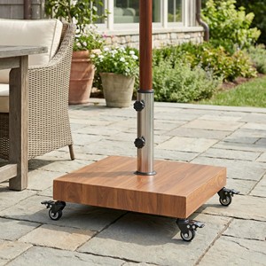 Porte-parapluie en bois d'acacia, design industriel moderne, vente en gros Inde - Product Image 3