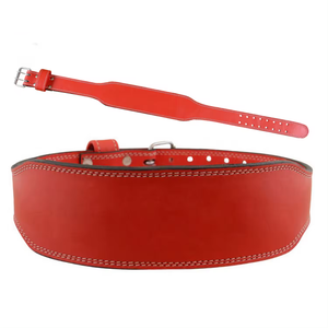 Ceinture d'entraînement rouge professionnelle pour la musculation, construction en cuir durable avec boucle en acier pour la musculation en salle de sport et le powerlifting - Product Image 1
