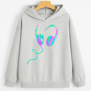 Sudadera de Cuello Alto para Mujer, 100% Algodón, Color Sólido, para Otoño, Talla Grande, Cómoda, con Estampado Digital y Bolsillo Delantero Bordado - Product Image 3