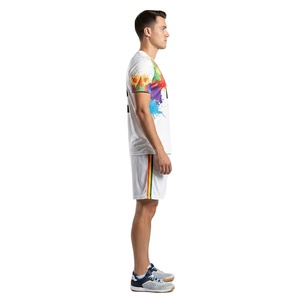 Conjuntos de Uniformes de Fútbol Personalizados por Sublimación, Ropa Deportiva Transpirable, Camiseta y Pantalones Cortos de Fútbol para Hombre, Secado Rápido, OEM, Diseño con Salpicaduras de Pintura - Product Image 3