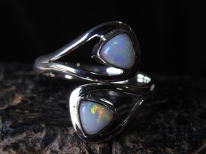 Australian Opal Ring Multi <b>Fire</b> Stone 925 Sterling Silver Jewelry Adjustable Size Gift For Her Handmade Jewelry One Of A Kind MS - Product Image 4
