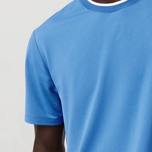 T-shirt pour homme bleu ciel avec logo personnalisé, t-shirt de sport décontracté respirant léger de qualité supérieure, col rond, manches courtes, mode estivale - Product Image 4