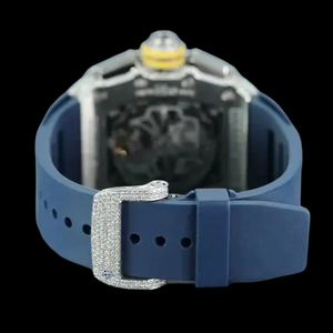 Premium Handmade <b>Man's</b> Wristwatch with Half Iced <b>Black</b> Dial VVS Moissanite Diamond Fully Customized Water Resistant Glass Window - Product Image 2