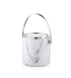 Top Quality Marble Ice <b>Bucket</b> Wine Chiller Cooler <b>with</b> Gold Handle and <b>Lid</b> Round for Bar Home Party Decor - Product Image 2