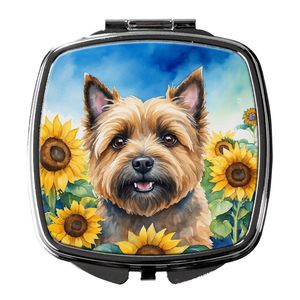 Cairn Terrier Tournesols Miroir de maquillage compact pliable pour femmes Miroir de poche décoratif de voyage Cadeau pour filles - Product Image 1