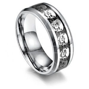 MORTAL SAGA Bague de mariage pour homme motif squelette Damas plaqué noir style punk haute qualité - Product Image 3