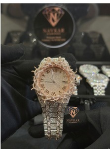 Montre de luxe de qualité supérieure en argent sterling 925 avec diamants Moissanite VVS pour hommes, montre sertie de diamants, disponible pour achat en gros - Product Image 5