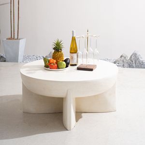 Mesa Redonda para Exteriores de 35.5 Pulgadas de Diámetro, Fabricada con Óxido de Magnesio Blanco, Producto Elegante y Duradero - Product Image 1