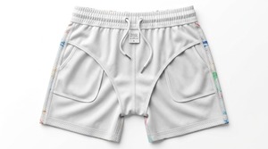 Shorts de sport pour homme en maille solide de haute qualité, 100 % polyester, respirants, écologiques, avec poches latérales et taille haute - Product Image 3