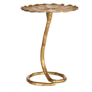 Premium Quality Aluminium <b>Side</b> <b>Table</b> Furniture Luxury <b>Tables</b> <b>Gold</b> Finished With Leaf Top for Living Room Decorations - Product Image 2