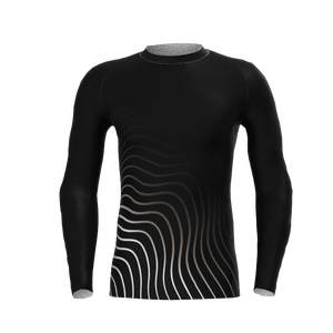 เสื้อรัดกล้ามเนื้อแขนยาวสำหรับผู้ชาย สีดำขาว ลายคลื่น ลายชนเผ่า สำหรับออกกำลังกาย ฟิตเนส เทรนนิ่ง เพิ่มประสิทธิภาพการเล่นกีฬา - Product Image 1