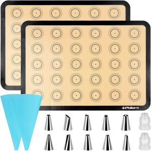 Set di Tappetini in Silicone per Cottura 42x29 cm, Antiaderenti per Macaron, Sicuri per Alimenti e Riutilizzabili, per Forno, Biscotti e Pane, Confezione da 2, Utensili per Pasticceria - Product Image 1