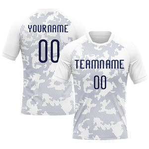 Ensemble de maillots de volley-ball personnalisés blancs et bleu marine avec lignes courbes, sublimation, pour adultes, unisexe, respirant, en polyester - Product Image 2