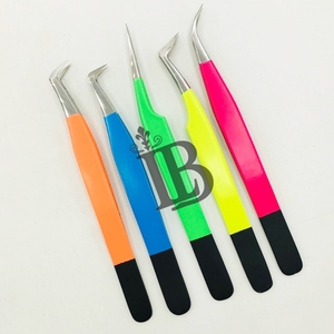 <b>Top</b> Trend Sustainable Stainless Steel Eyelash Extensions Tweezers In Beautiful Color Tweezer Straight & Curved Eyelash Tweezers - Product Image 2
