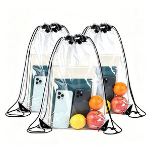 PLAYER'S POINT Luxury Clear <b>Drawstring</b> <b>Backpack</b> Blue Trim Black Cords Unisex Adult Waterproof ABS Large Capacity Sport Bag All - Product Image 5