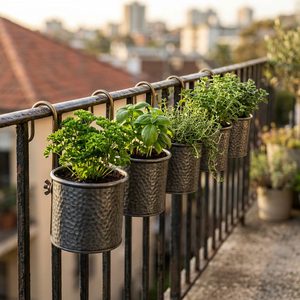 Handmade Galvanised Iron <b>Railing</b> <b>Planter</b> Hammered Zinc Hooks 16 cm for Any Rail for Home Decor Baskets Accessories - Product Image 2