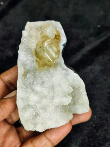 Natural Yellow Calcite with Chalcedony <b>Crystal</b> <b>Cluster</b> Premium Mineral Specimen Healing Stone Collectible Display India Origin - Product Image 2