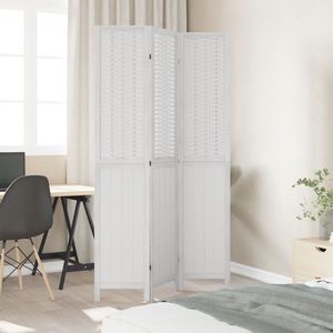 Separador de Ambientes de Madera Maciza de Paulownia de 3 Paneles, Color Blanco - Product Image 3